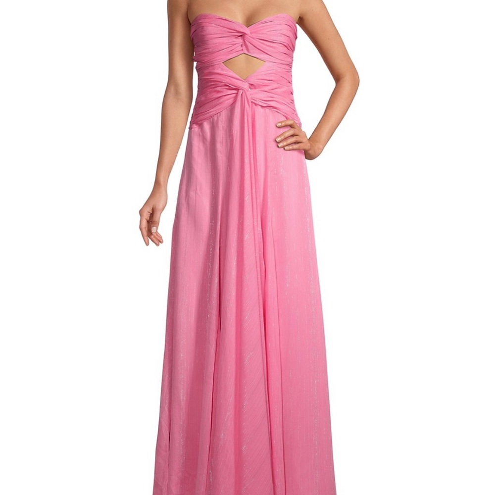 Likely strapless pink gown
